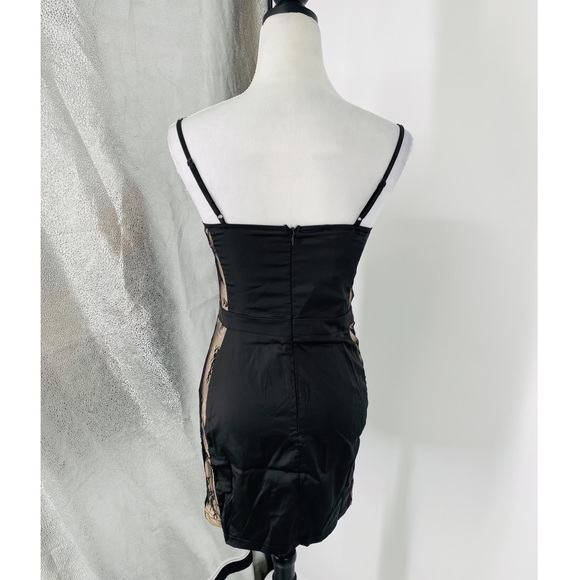 Black Satin Silk Sleeveless Bustier Bodycon Mini Dress - Picture 14 of 16